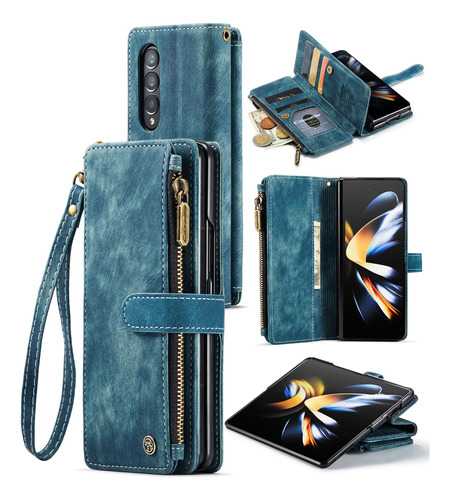 Funda Lxisxcna Simil Cuero Para Galaxy Z Fold 4 Blue