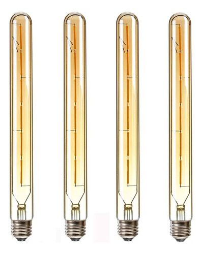 4 Focos Led Tubular T30 Ámbar Luz Cálida Vintage 4w E26 Luz Blanco Cálido