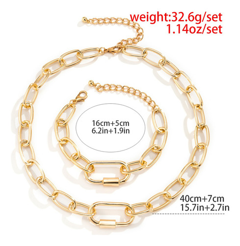 Conjunto De Joyas Punk Con Cadena Ajustable Para Mujer