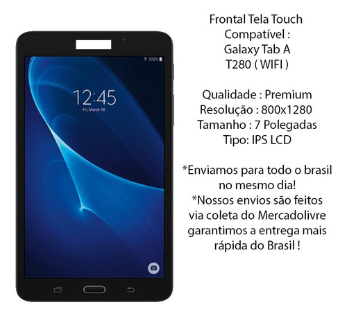 Sjpm Frontal Display Tela Touch Compatível Galaxy Tab A 7.0