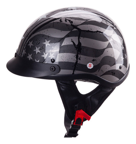 Casco Harley De Medio Casco Negro Brillante Con Estrellas Y