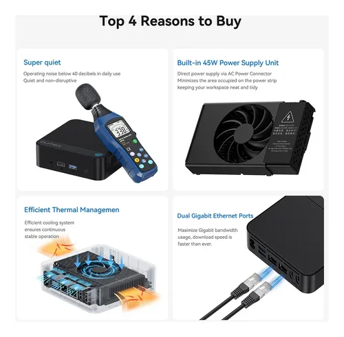 Oumax Max Mini Pc Intel N150 16gb 500gb Dual 1000m Lan Bt5.0