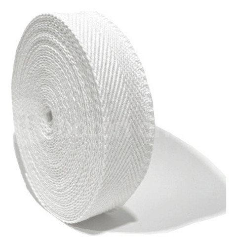 Cinta Mochilera De Algodon Blanca 40mm Por Rollo 10 Metros. Color Blanco Liso