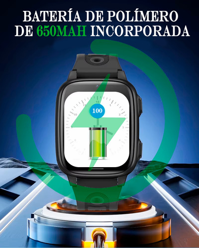 Smartwatch Niños 4g Gps Chat Sos Video Llamadas Fotos Kids Silicona Silicona Negro Silicoa
