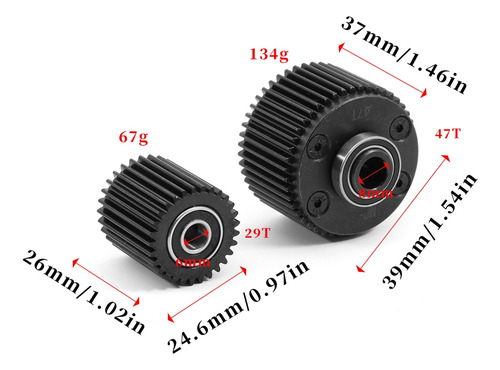 Gearbox Gear Diff Case Ldler Gear Set 47t 29t Ara311095 Para