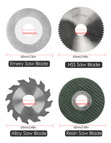 Set De Cuchillas Para Motosierra 4pcs 63mm Resina.60mm Esm