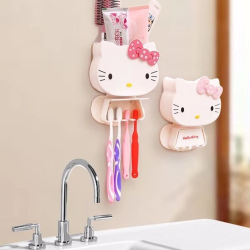 Soporte Cepillo De Dientes Hello Kitty De Pared Color Blanco/rojo