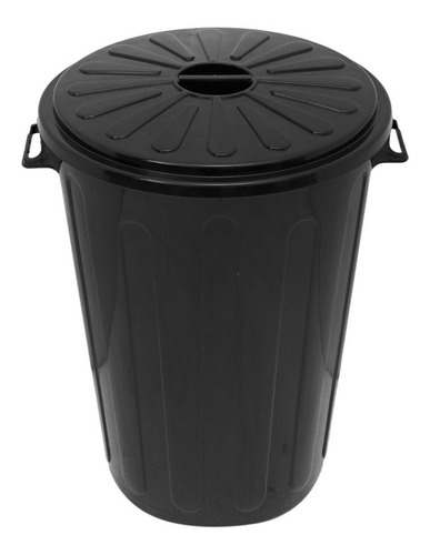 Contenedor Para Residuos Tapa Agarre Grande Tacho De Basura Color Negro