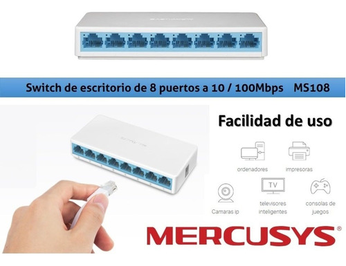 Switch Desktop Gigabit 8 Ptos Ms108 Mercusys