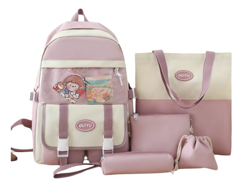 Mochila Bolso Kawaii Set 5 Piezas Importada Estilo Coreana 