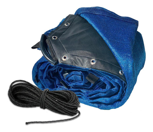 Malla Sombra 2x5 90% Azul  Raschel Reforzada +1kg Lazo