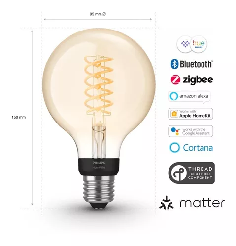 Bombilla LED Philips HUE White & Ambiance, G93 E27, filamento