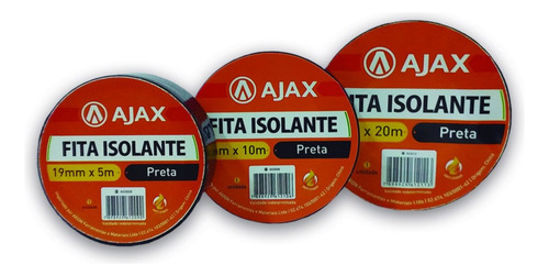 Kit 20 Fita Isolante Preta 19mm X 10m - Ajax Cor Sem-informacao