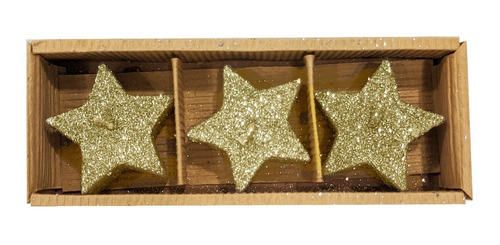 Vela  Navidad Estrella Glitter 5,5 Cm X 3 Unid.   Sheshu
