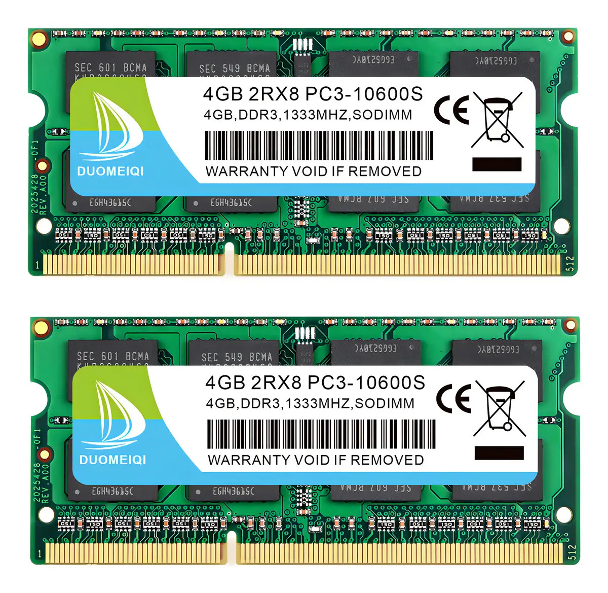 Memoria RAM gamer DDR3 8GB 2-4G-10600S-1333 Sodimm Duomeiqi-BLUE Para Computadora Portátil 204-pin color azul 2 D