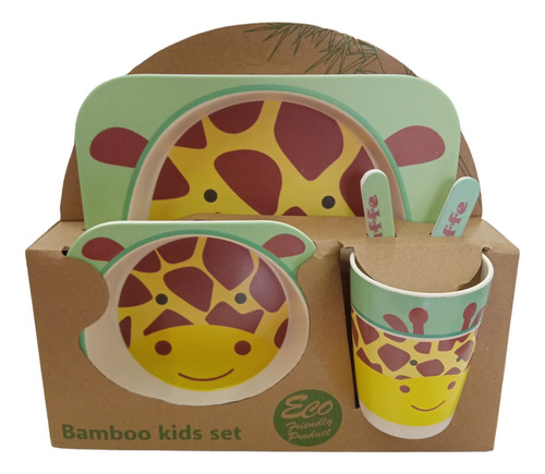 Set Alimentación Para Niños Bebe Bamboo  5 Pcs