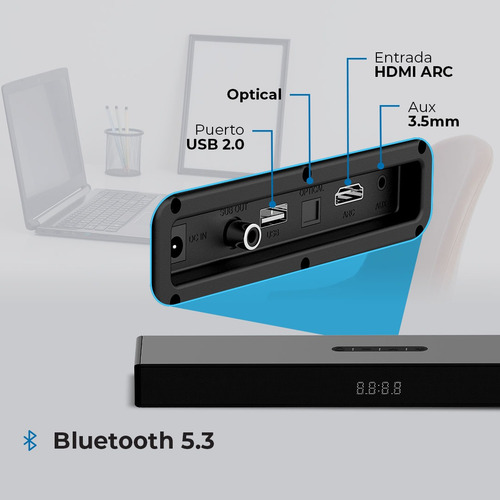 Barra De Sonido Para Computo Y Tv Dynamic Thin Bs600 Color Negro Frecuencia 180Hz - 18kHz