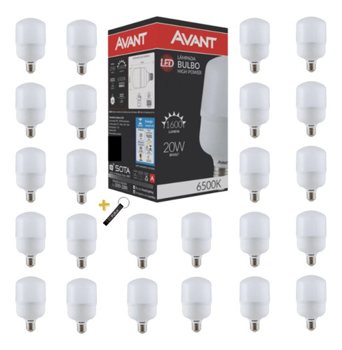 Kit Com 50un Lampada Led 20w Avant 6500k Bivolt