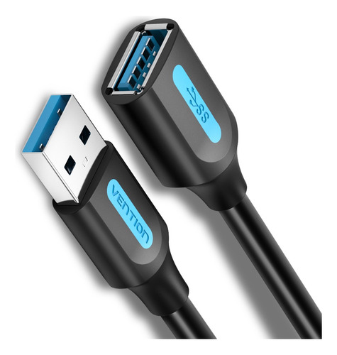 Cable Extension Usb 3.0 Vention Macho A Hembra 2m Color Negro