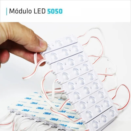 Modulo Led 5050 Smd 3 Chips 120 Lm 12v Blanco Frio Exterior Alto Brillo Carteleria Pack 10