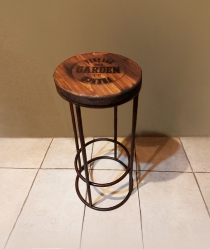 Imagen 6 de 10 de Banqueta Alta Barra - Hierro Madera Industrial Rústica Óxido
