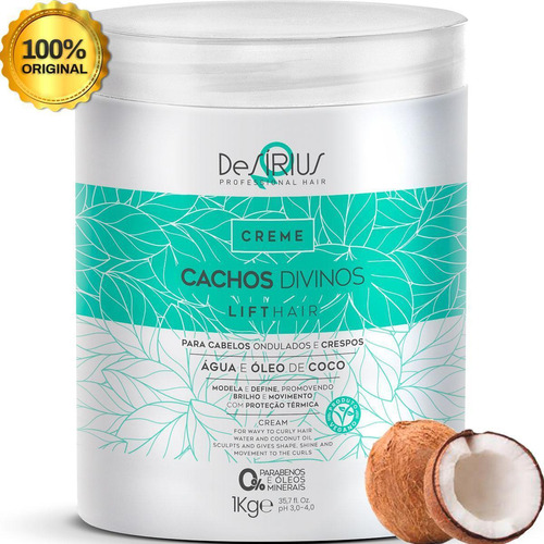 Creme Cachos Divinos Lift Hair Com Óleo De Coco Desirius 1kg