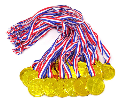 20pcs Niños Oro Plástico Ganador Medallas Deportes Día Premi