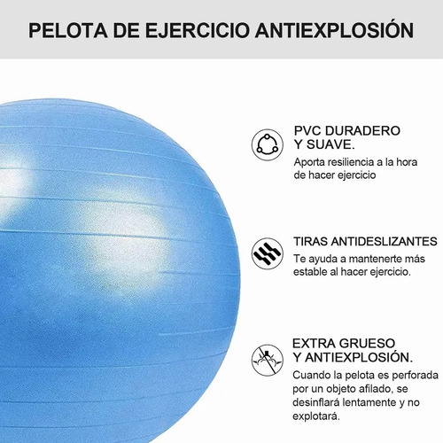 Pelota De Yoga/fitness/pilates/ejercicio 55cm Incluye Bomba Color Azul Swszdy