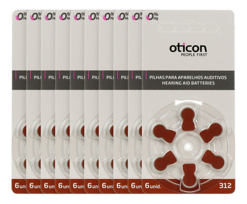 Kit 60 Baterias Pilha Aparelho Auditivo A312 Pr41 Oticon