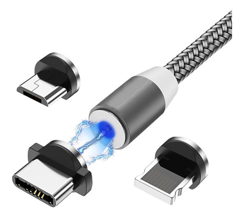 Cabo Carregador 3 Em 1 Magnético Usb iPhone Android Tipo C