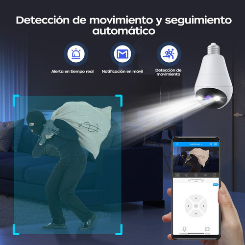 3pcs Cámara De Seguridad Wifi De 3mp E27 Visión Nocturna