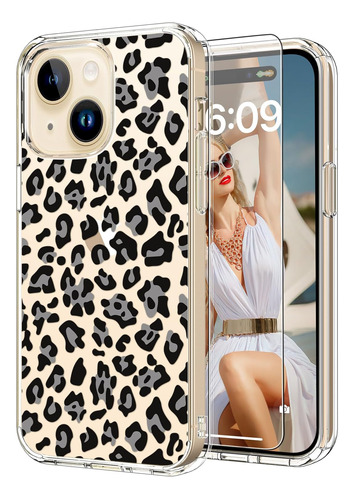 Funda P/ iPhone 15 Plus Icedio, Diseño De Leopardo A La Moda