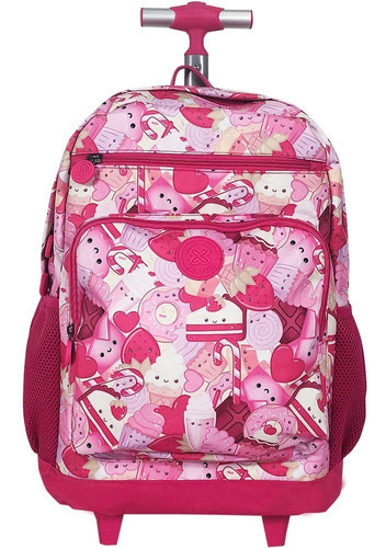 Mochila Rodinha G (16) College 02 Doces Candy Cor Rosa