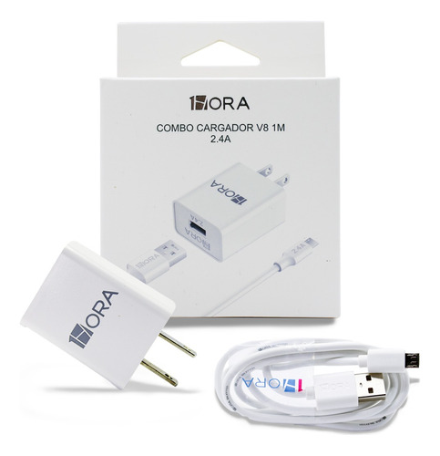 Cargador V8 Micro Usb Carga Rápida 2.4a 1hora Color Blanco