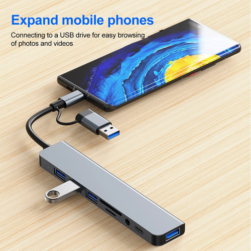 Hub Adaptador Usb Tipo C 8 En 2 Para Mac Macbook Windows