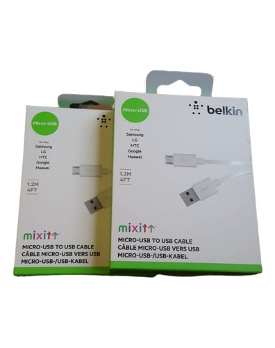 Kit 2 Cables Belkin Micro Usb Mixit Blanc 1.2m 100% Original