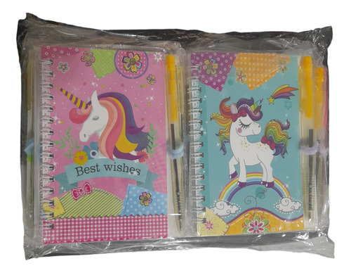 Libreta Anotador Unicornio Con Lapicera X12