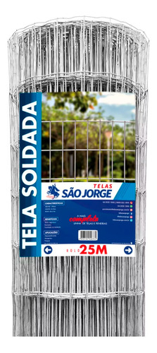 Tela Soldada Galvanizada Fio 1,90mm 25x1,80m - São Jorge