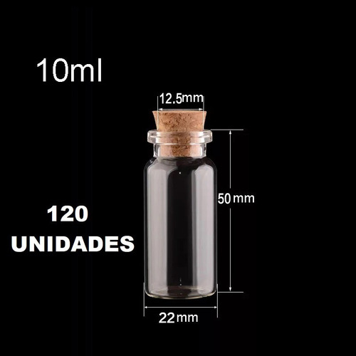 120 Mini Frascos Botella Vidrio Corcho 2,2x5cm 10ml Funsmart