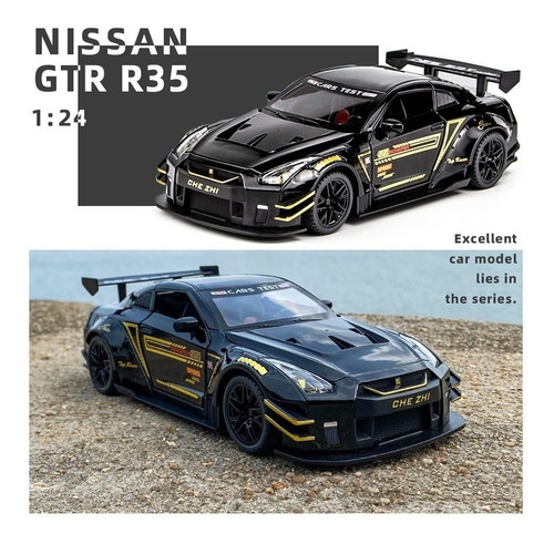 Nissan Gtr R35 Racing Sport Miniatura Metal Con Luces Y