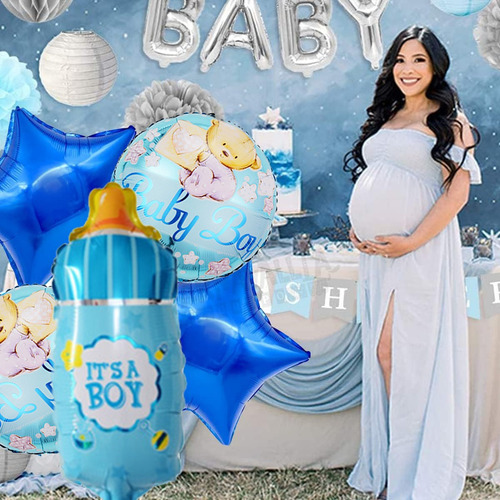 Decoracion para Fiesta de Baby Shower con Globos Metalicos y Globos para Cumpleaños Super Multi