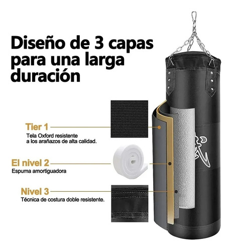 Banna Saco De Boxeo Profesional 120cm, Bolsa De Boxeo De 11 Piezas, Saco De Entrenamiento, Saco De Box Para Kickboxing, Entrenamiento De Gimnasio En Casa,negro