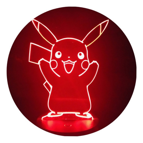 Lámpara Led Ilusión 3d Pikachu