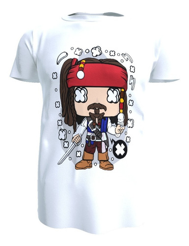 Polera Diseño Jack Sparrow, Piratas Del Caribe, Poliester