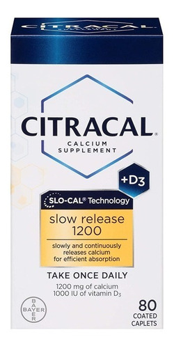 Citracal Slow Release 1200 1200 Mg Citrato De Calcio D3 X 80