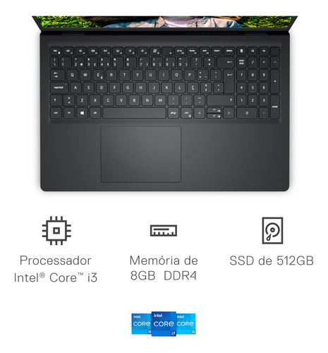 Notebook Dell Inspiron I15-i120k-u15m 15.6 Full Hd 12ª Gera Preto