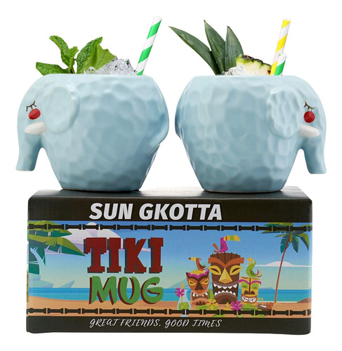 Sun Gkotta Taza De Cerámica Con Forma De Elefante Juego De 2