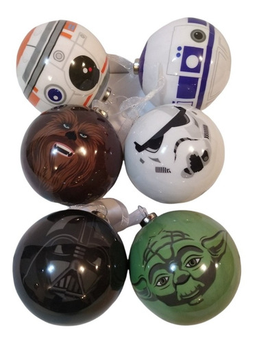 Esferas Star Wars 6pz 6.5cm Plástico Decoración Navidad