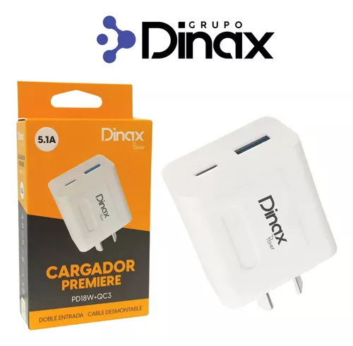 CABEZAL FAST CHARGE DINAX DOBLE ENTRADA USB/TIPO C