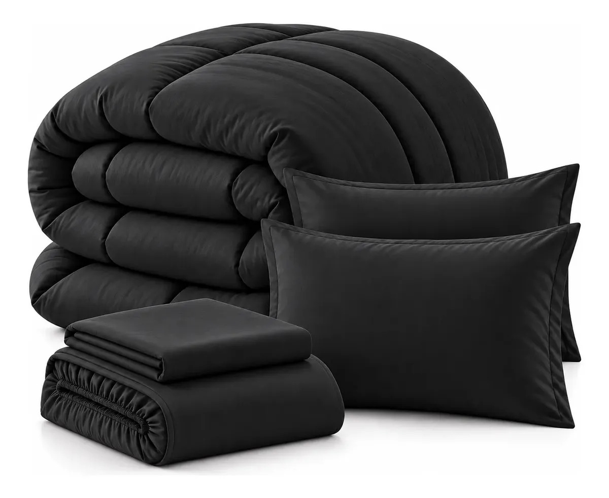 Kit Jogo de Cama Queen 6 Peças com Edredom Dupla Face Casa Dona
